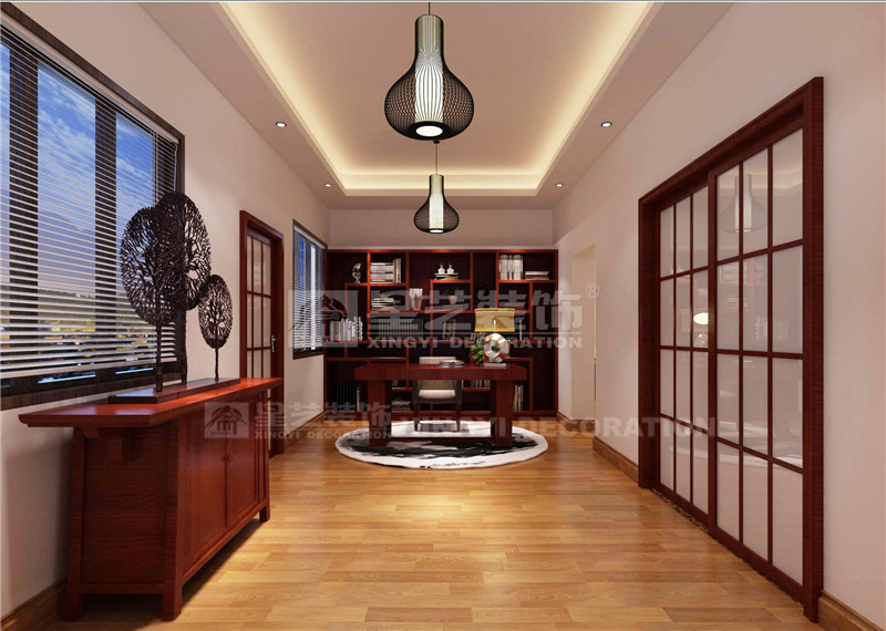 扶綏黨辦別墅360平書(shū)房裝修效果圖