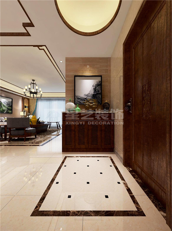 盛天東郡290平新中式玄關裝修設計效果圖