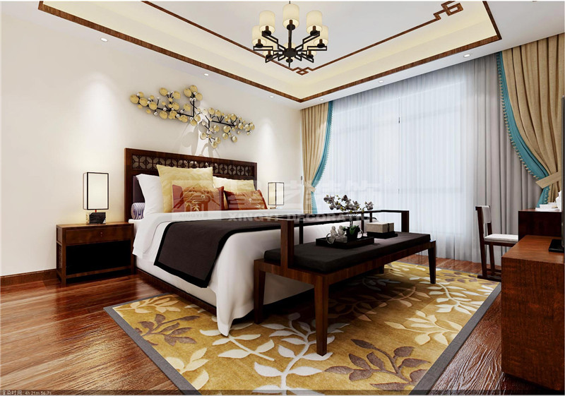 盛天東郡290平新中式臥室裝修設計效果圖