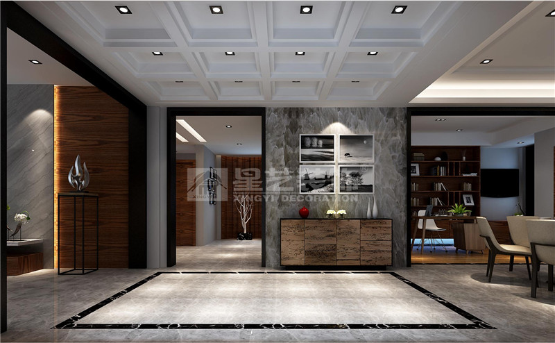 盛天香墅200平現(xiàn)代簡約玄關裝修效果圖