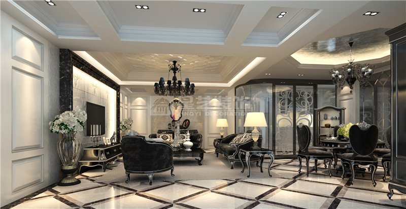 領(lǐng)世郡一號178平客廳裝修效果圖