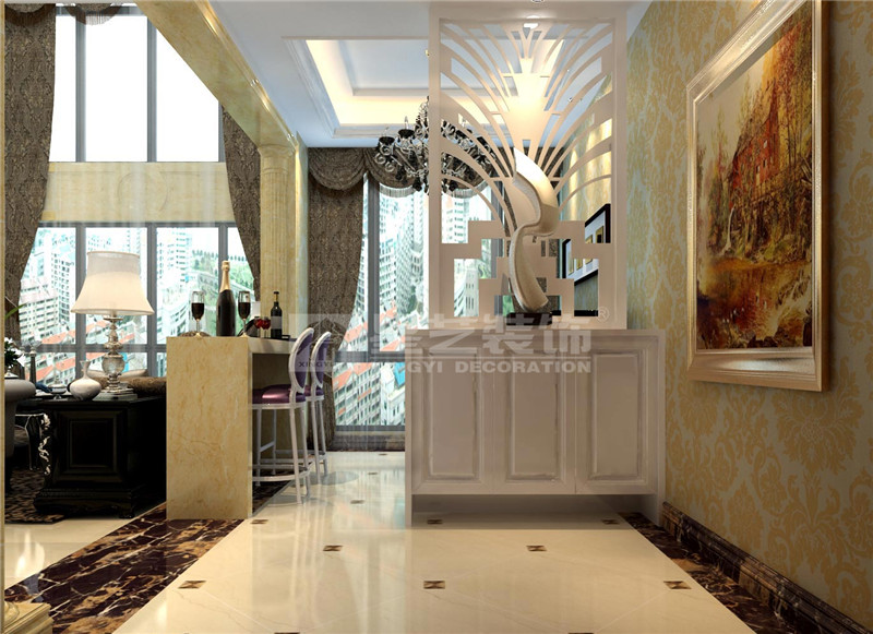 昌泰東盟園200平簡歐風格玄關(guān)裝修效果圖