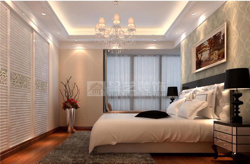 昌泰東盟園200平簡歐風格臥室裝修效果圖