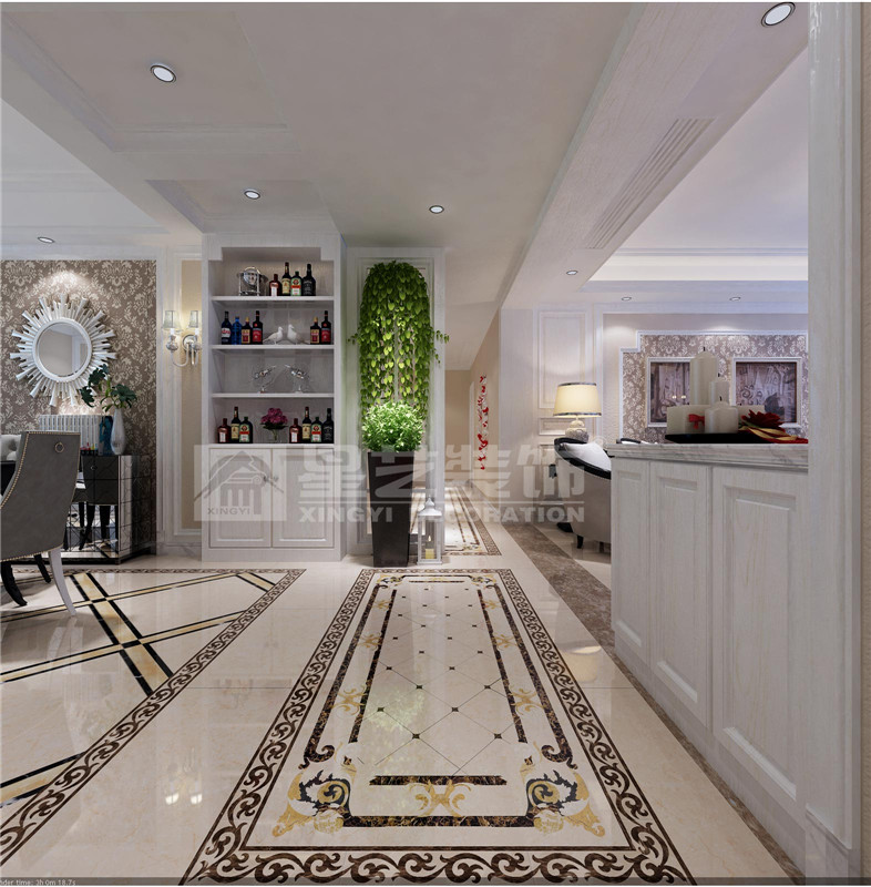 金源一品240平簡歐風格玄關裝修效果圖