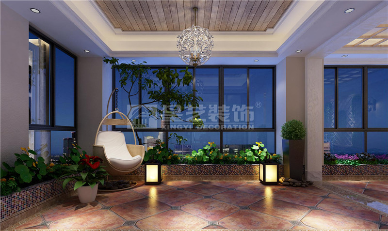 金源一品240平簡歐風格陽臺裝修效果圖