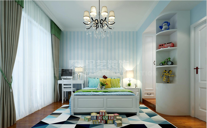 雍景灣140平簡(jiǎn)歐風(fēng)格男孩房裝修效果圖