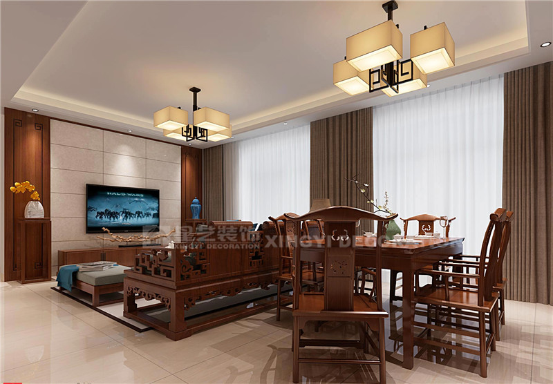 萬達茂125平中式風(fēng)格餐廳裝修效果圖