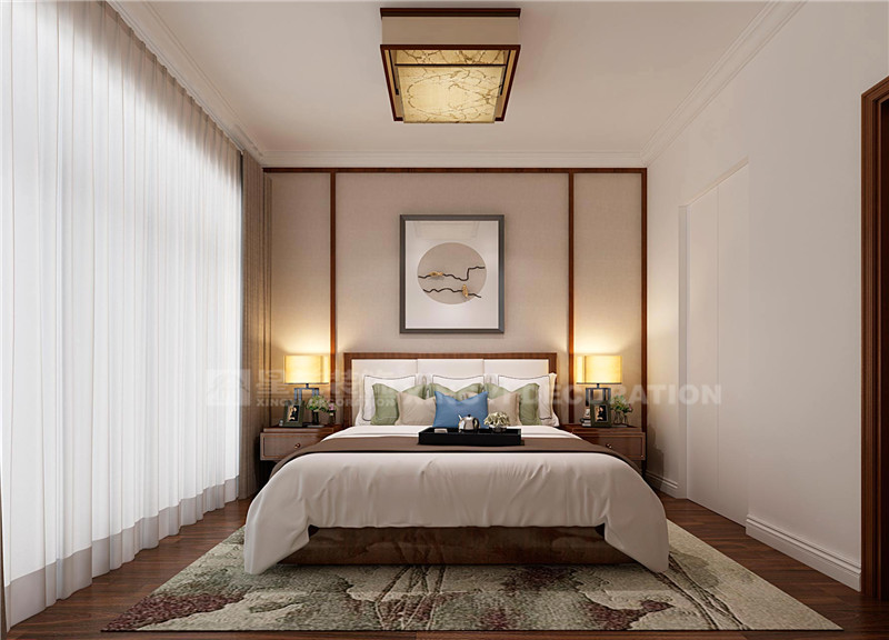 萬達茂125平中式風(fēng)格臥室裝修效果圖