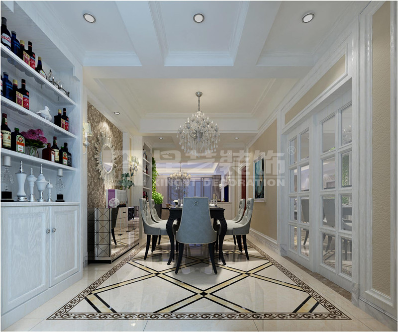 金源一品240平簡歐風格餐廳裝修效果圖