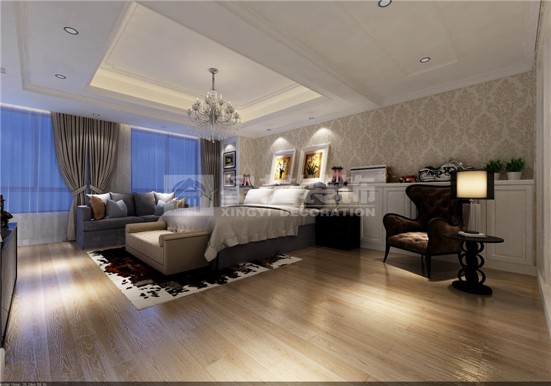 金源一品240平簡歐風格臥室裝修效果圖