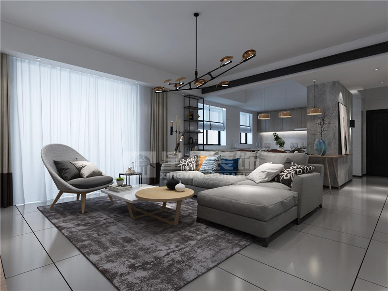 霖峰壹號141平現(xiàn)代風(fēng)格客廳裝修效果圖