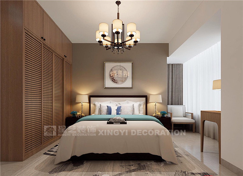 萬達茂120平新中式臥室裝修效果圖