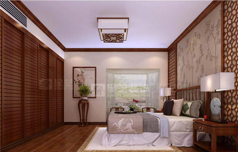 濱江麗景450平中式風格臥室裝修效果圖