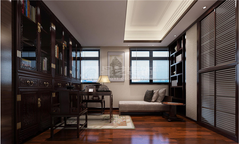 榮和大地180平新中式風(fēng)格書(shū)房裝修效果圖