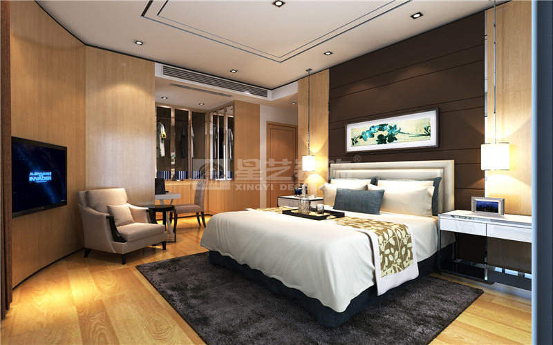 海華東盟公館146平現代簡約臥室裝修效果圖