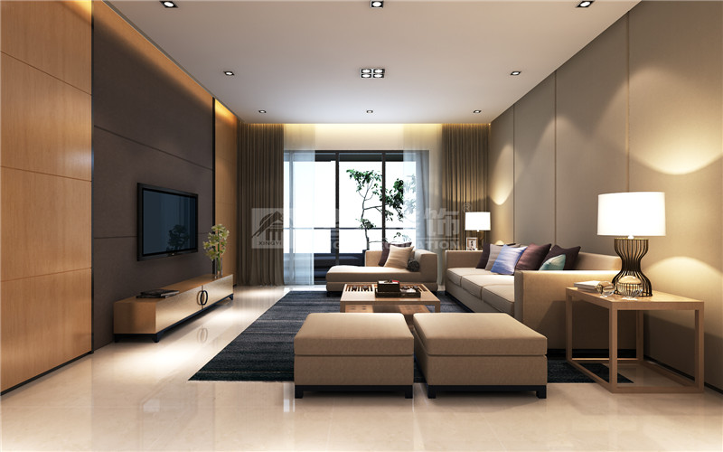 海華東盟公館146平現代簡約客廳裝修效果圖