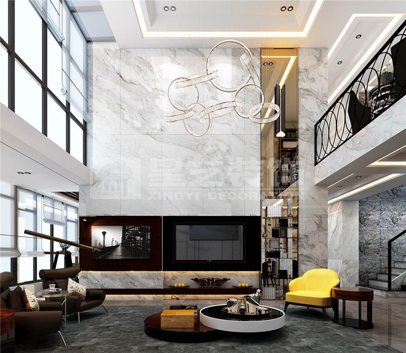 遠(yuǎn)辰山水一號300平簡約輕奢客廳裝修效果圖