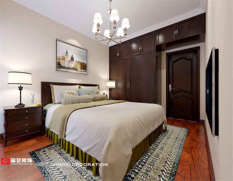 綠地中央廣場(chǎng)美式風(fēng)格128平臥室裝修效果圖