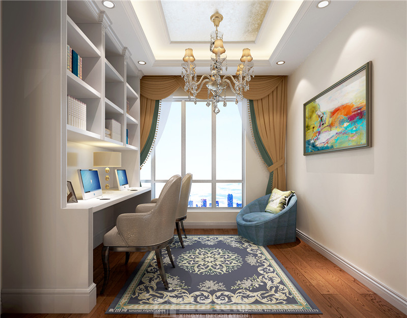 華發(fā)國(guó)賓一號(hào)120平書房裝修效果圖