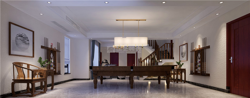 嘉和城別墅500平負(fù)一樓臺球室裝修效果圖