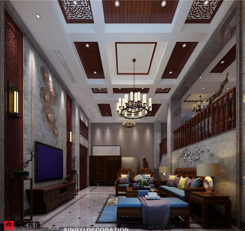 八桂綠城湖景新苑600平一樓客廳裝修效果圖