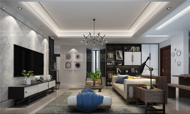 保利領秀前城120平客廳裝修效果圖