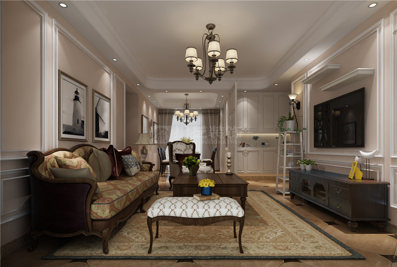 華潤(rùn)二十四城100平客廳裝修效果圖