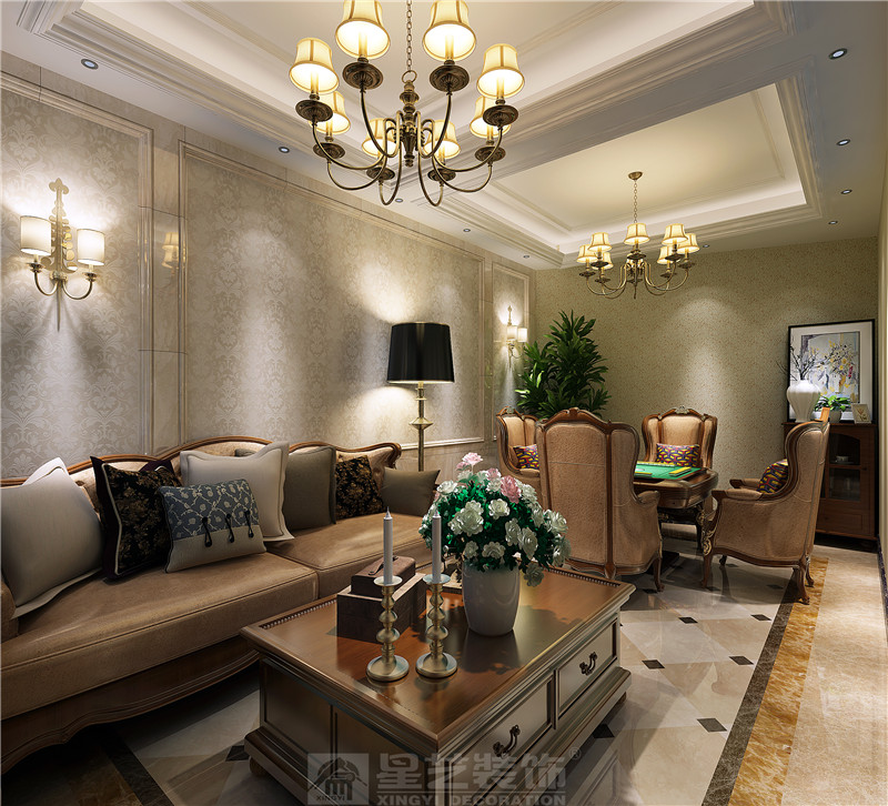 榮和公園墅別墅麻將室裝修效果圖