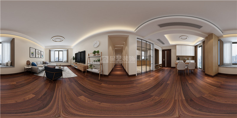 華發(fā)國賓壹號 134平客餐廳過道，廚房，裝修效果圖