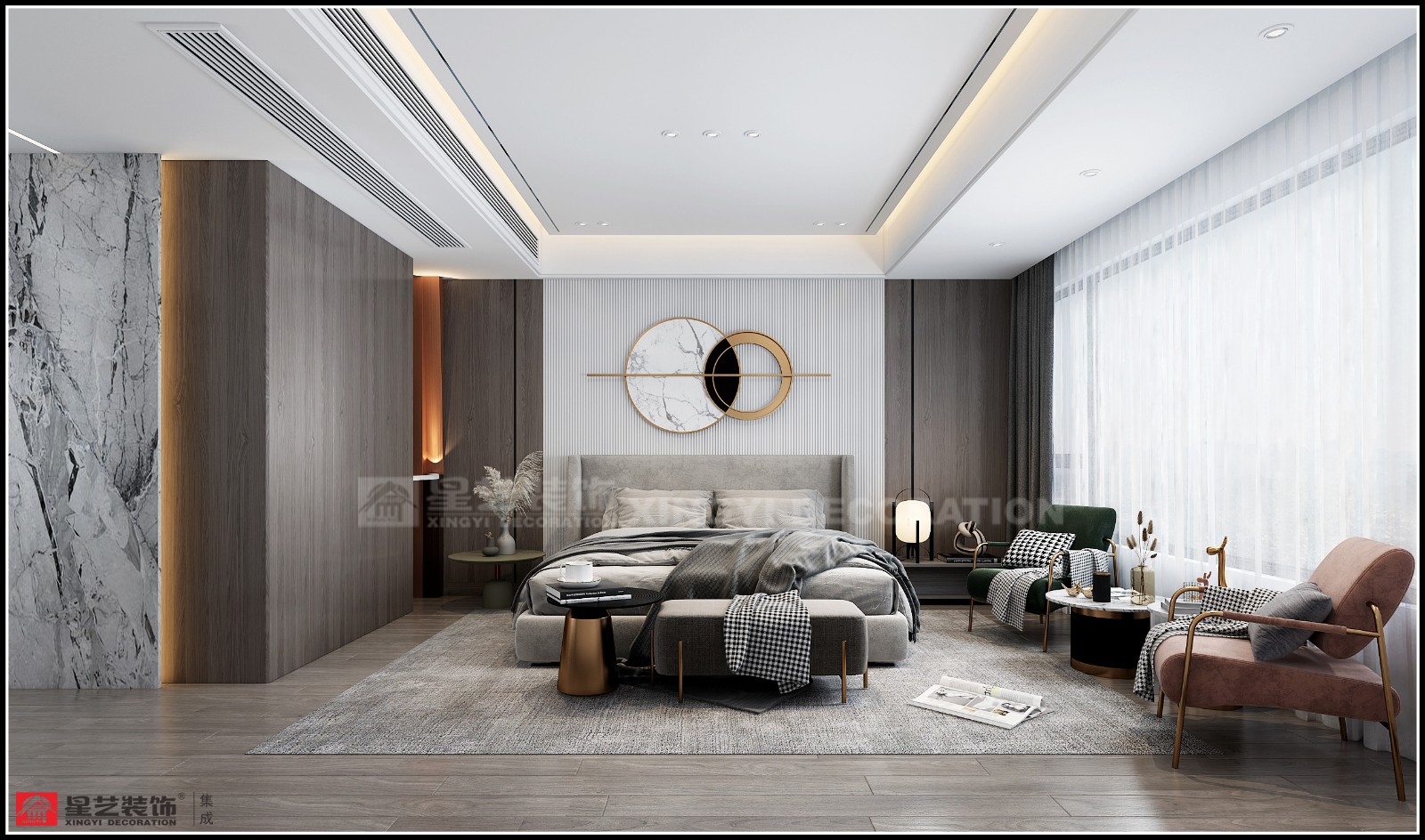 霖峰壹號150平主臥裝修效果圖