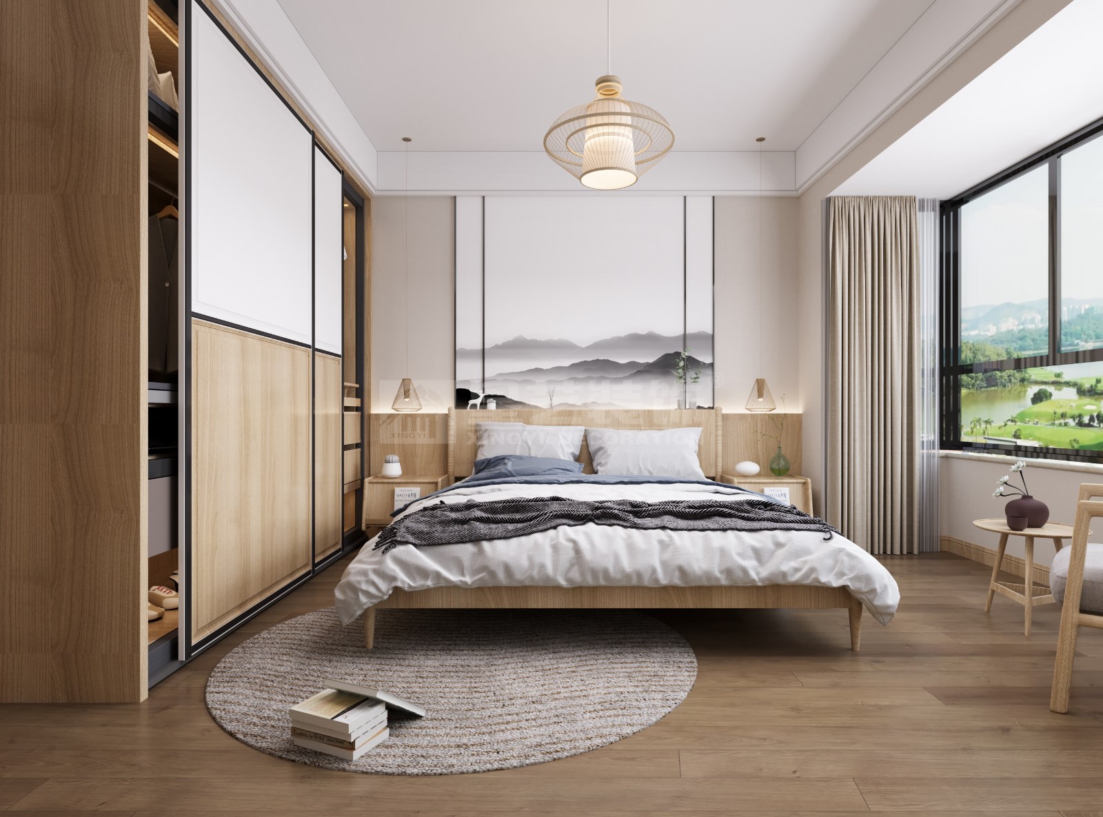 安吉山語(yǔ)城156平復(fù)式臥室裝修效果圖