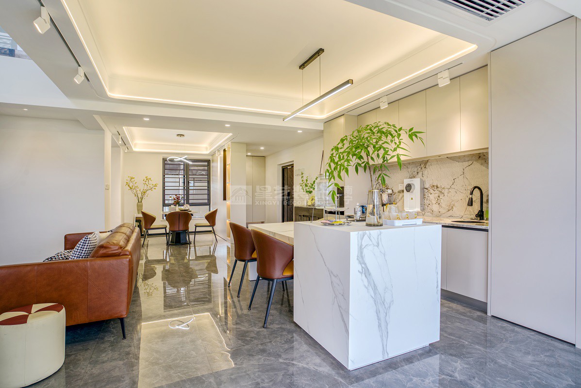 臻澤苑270平現(xiàn)代風(fēng)格客廳裝修實景