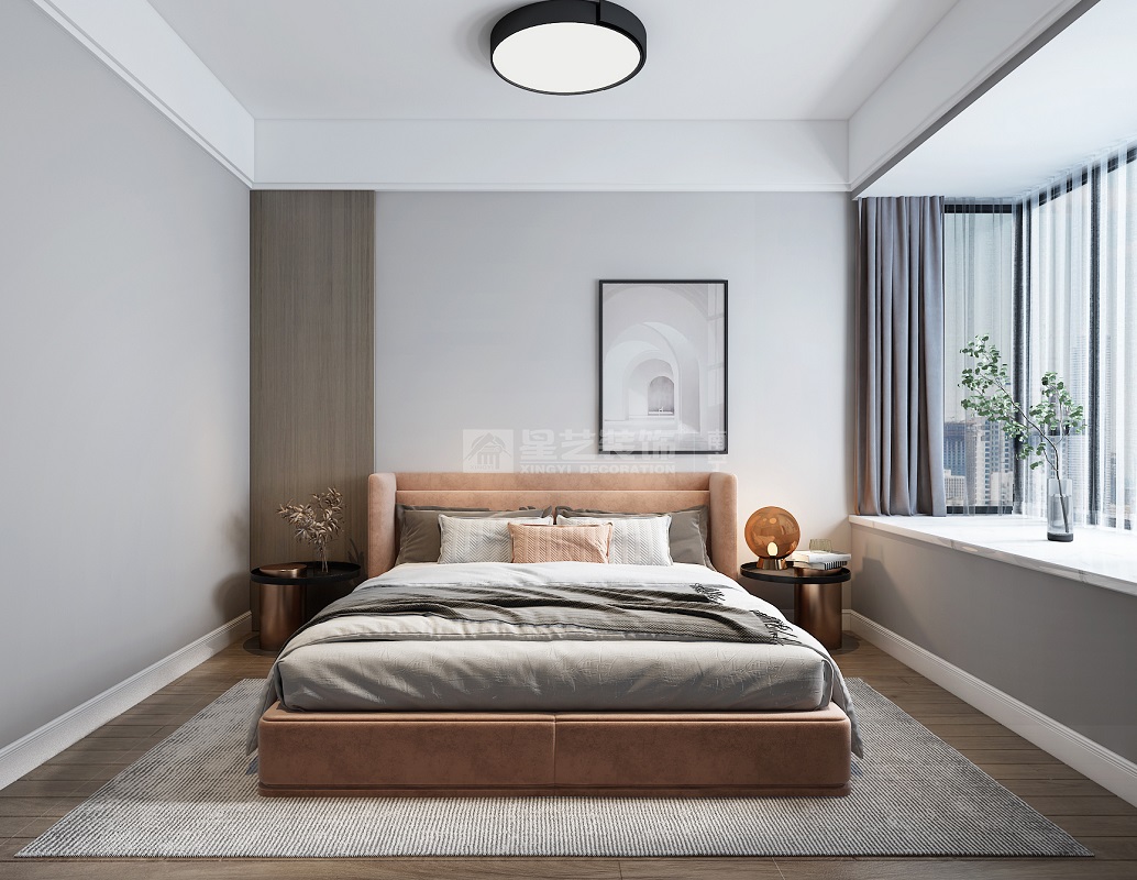 唐樾青山103平現(xiàn)代風格臥室裝修效果圖