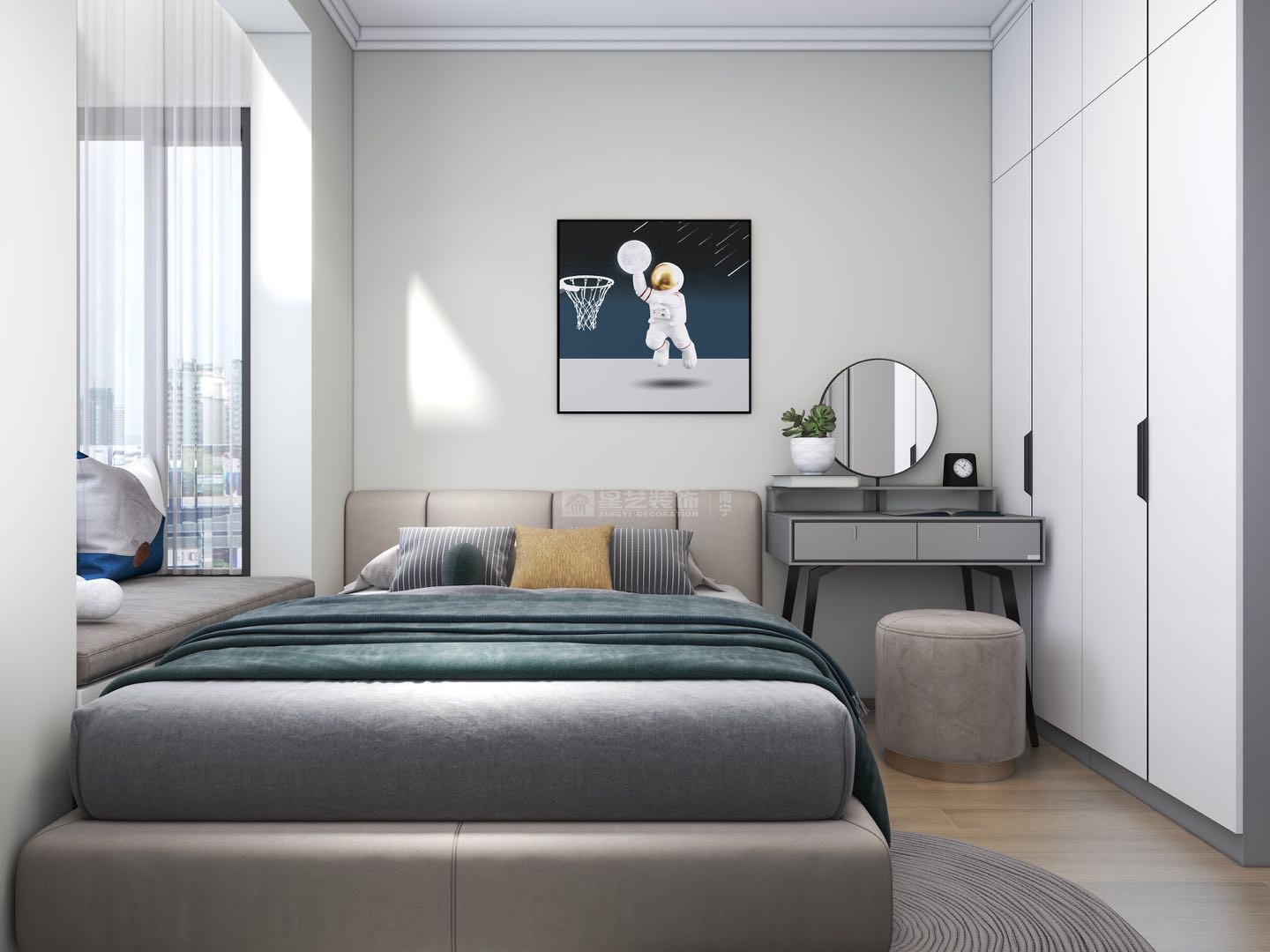 軌道御瓏壹號城113平現(xiàn)代風格臥室裝修效果圖