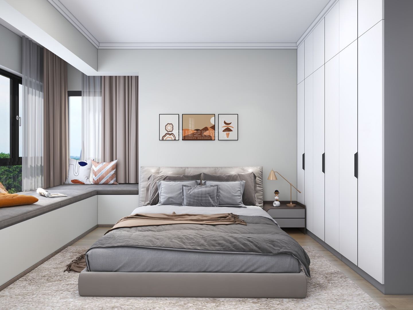 軌道御瓏壹號城113平現(xiàn)代風格臥室裝修效果圖