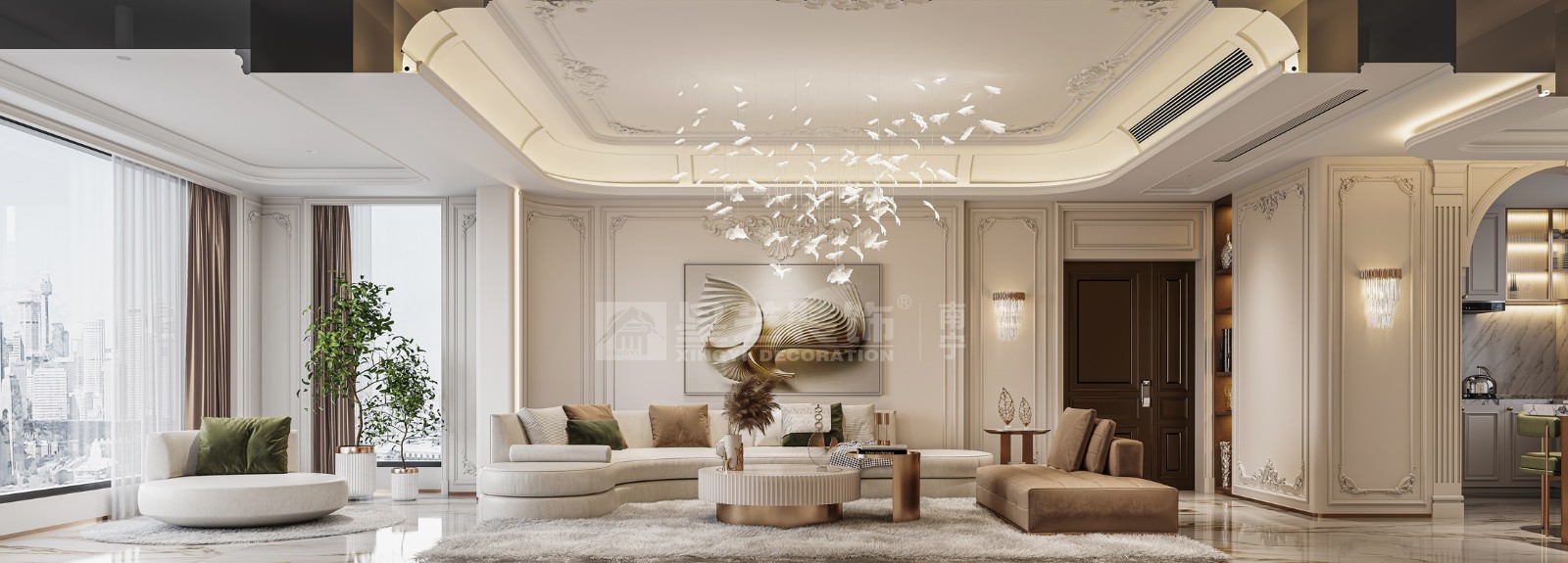 DK國(guó)際200平輕法式風(fēng)格客廳裝修效果圖