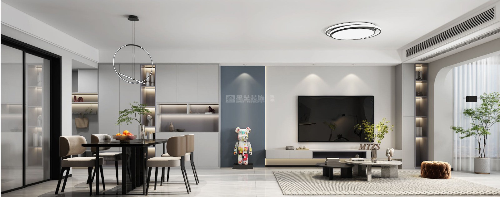 軌道御瓏壹號城113平現(xiàn)代風格客廳裝修效果圖