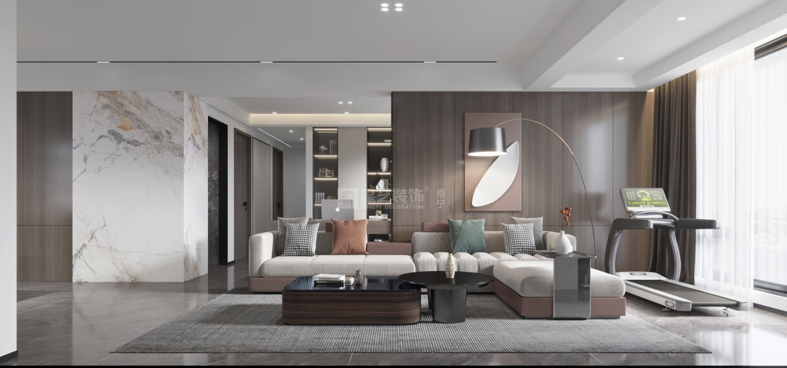 廣源華府145平現(xiàn)代風格客廳裝修效果圖