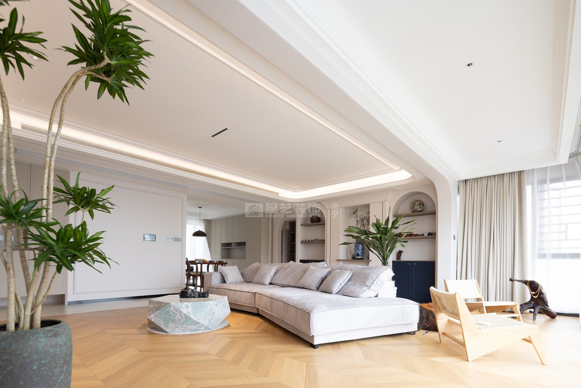 江山璟原270平現(xiàn)代奶油風(fēng)格客廳裝修實(shí)景