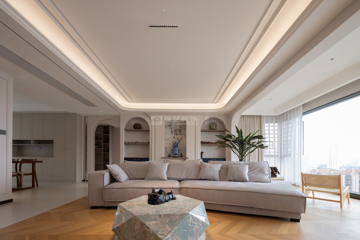 江山璟原270平現(xiàn)代奶油風(fēng)格客廳裝修實(shí)景