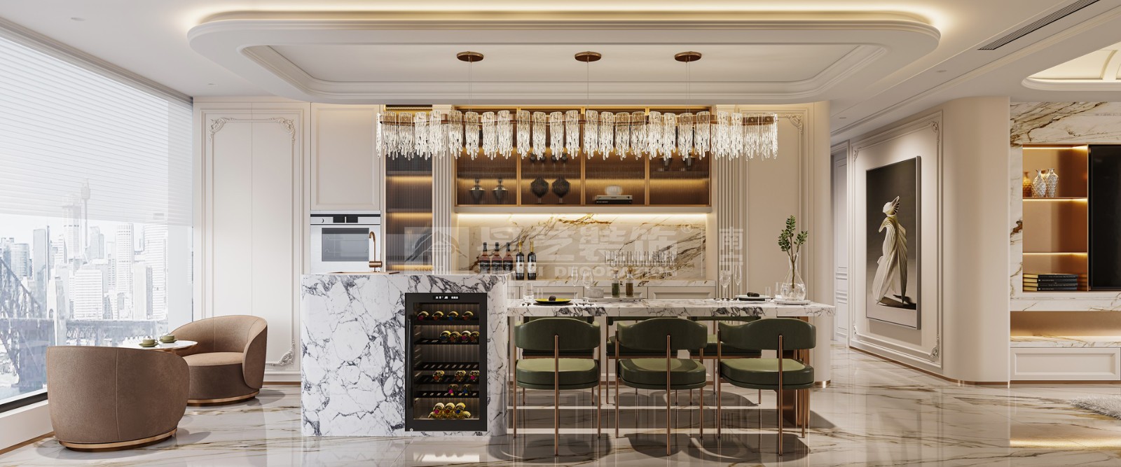 DK國(guó)際200平輕法式風(fēng)格餐廳裝修效果圖