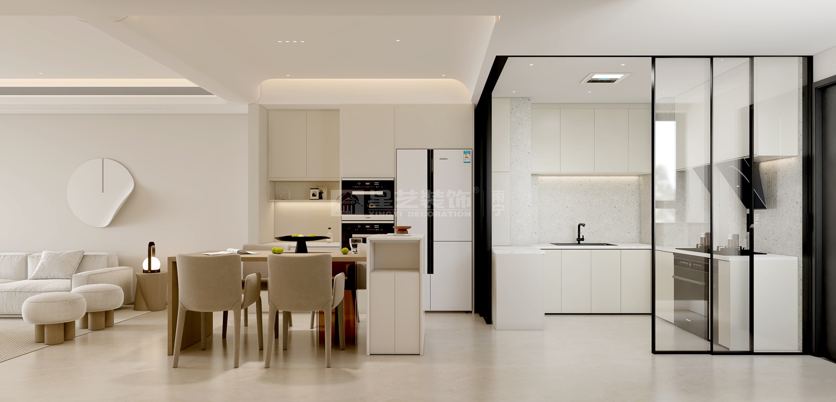 云景山語(yǔ)城115平現(xiàn)代奶油餐廳裝修效果圖