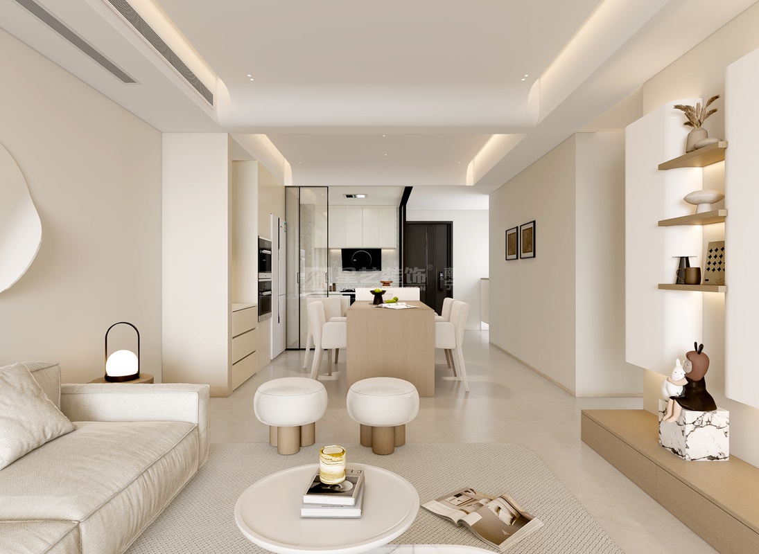 云景山語(yǔ)城115平現(xiàn)代奶油客廳裝修效果圖