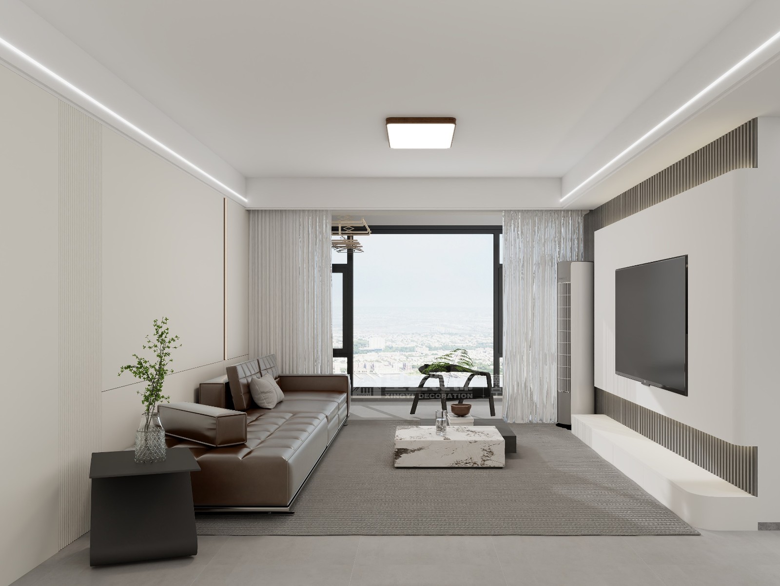 財(cái)富廣場120平現(xiàn)代風(fēng)格客廳裝修效果圖