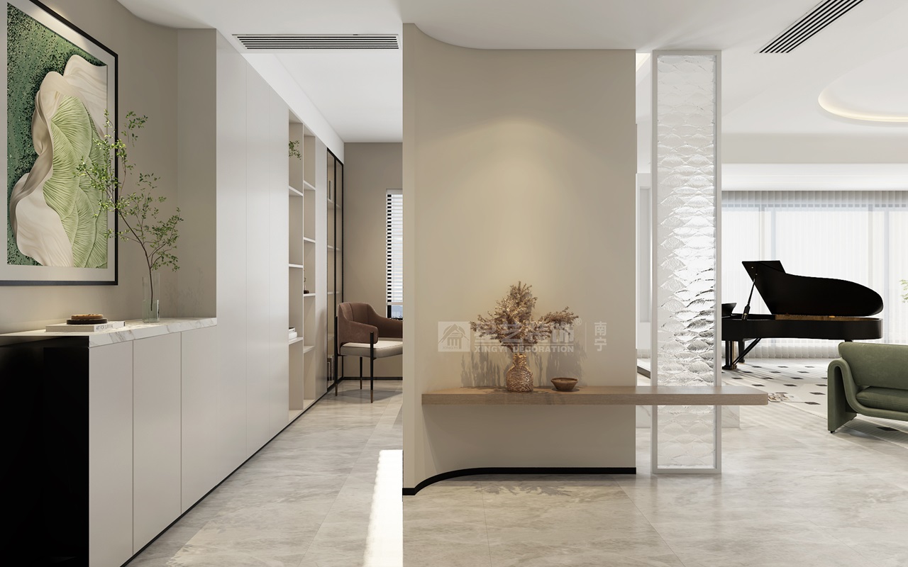 天悅臺130平現(xiàn)代奶油風玄關(guān)裝修效果圖