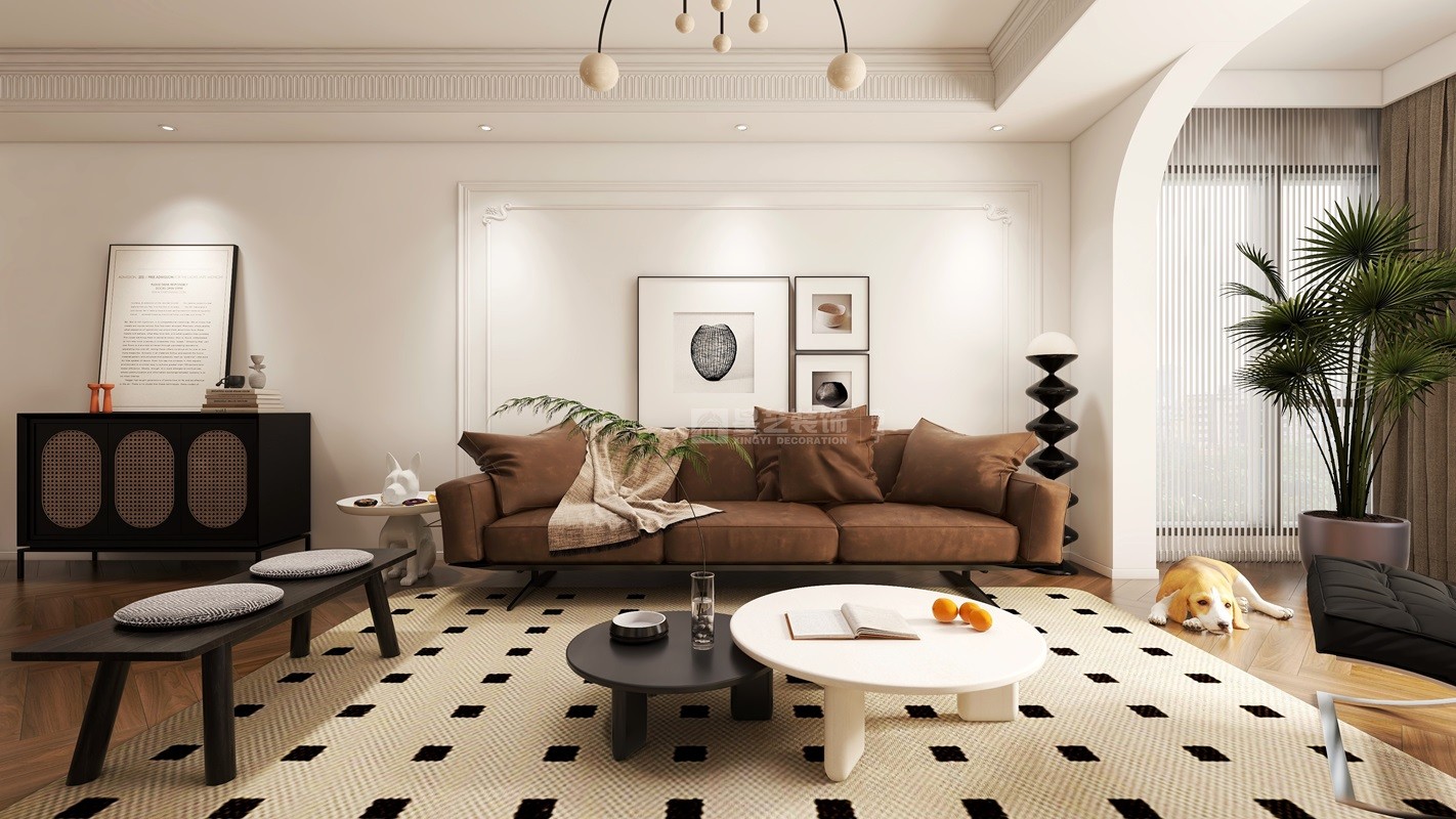 建發(fā)央著122平中古風客廳裝修效果圖