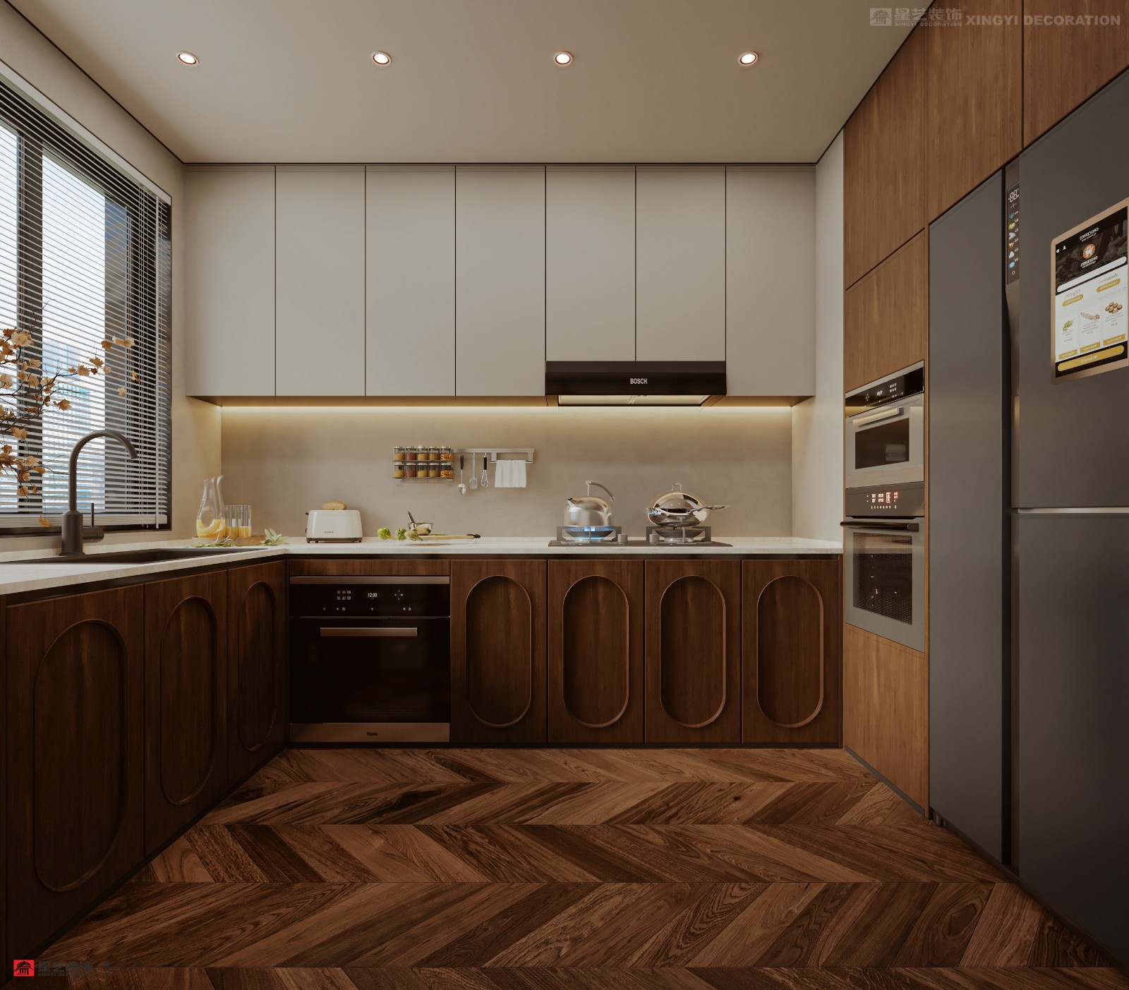 西園潤(rùn)府160平中古風(fēng)廚房裝修效果圖