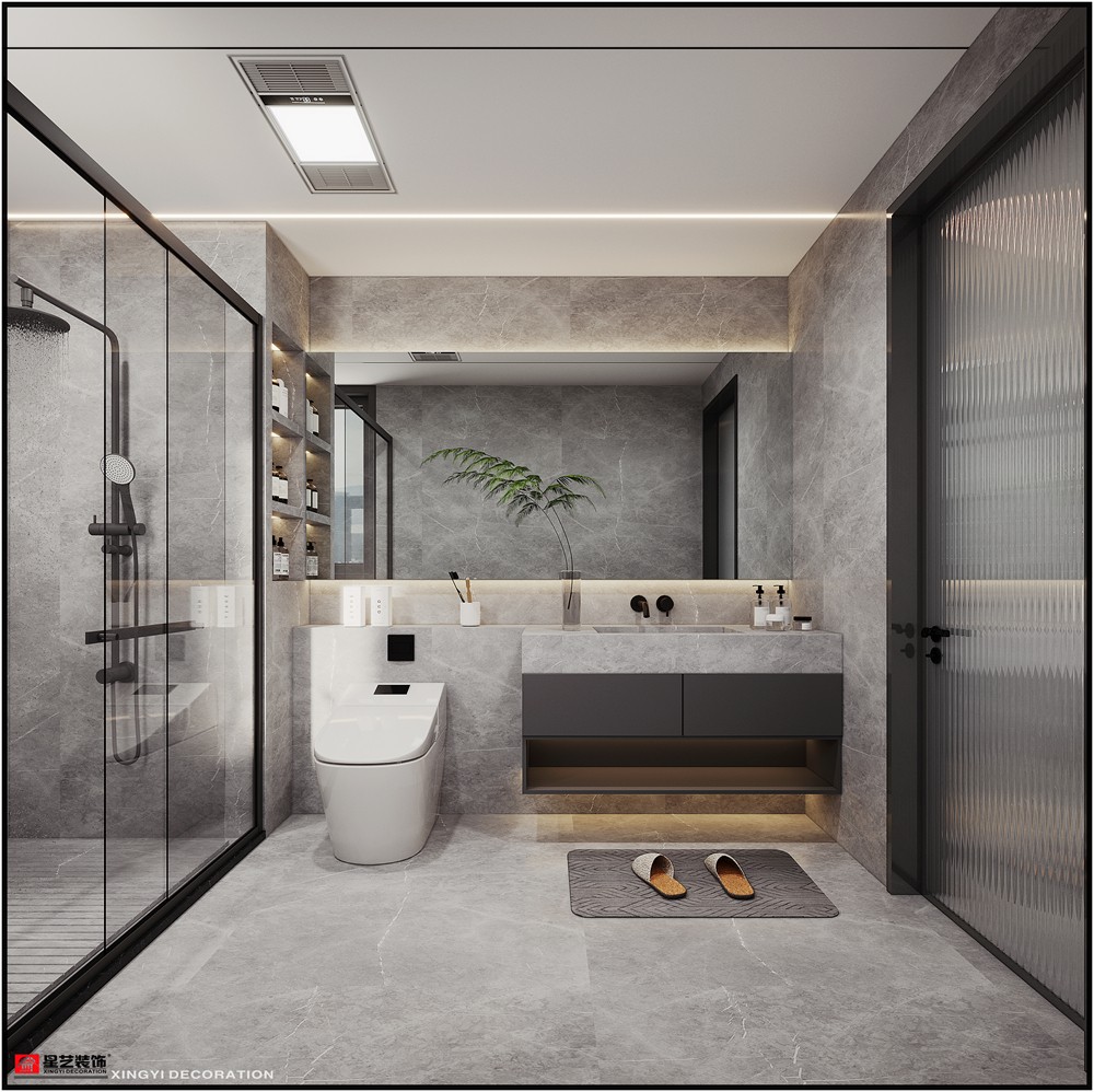 盛邦濱江府228平現(xiàn)代簡約衛(wèi)生間裝修效果圖