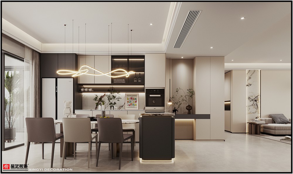 盛邦濱江府228平現(xiàn)代簡約餐廳裝修效果圖