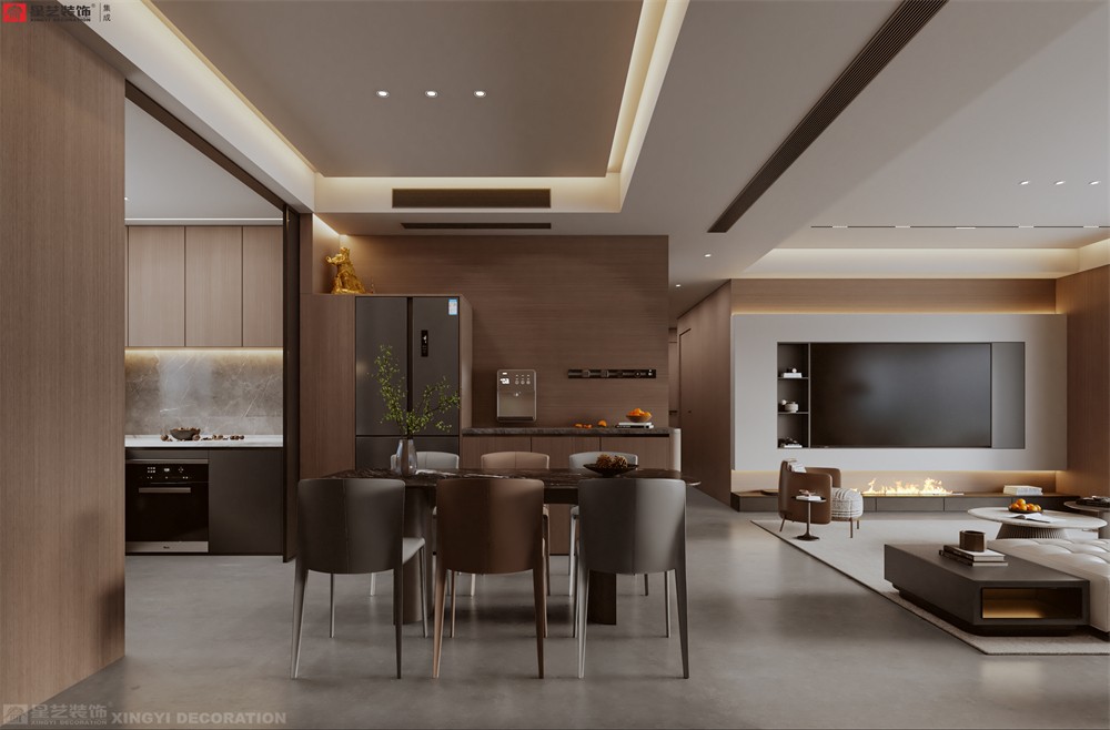 華潤(rùn)西園潤(rùn)府143平意式輕奢餐廳裝修效果圖